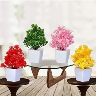 4 Pcs Colorful Plastic Planters Set for Home Decor