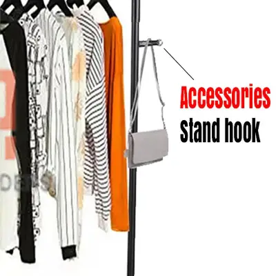 Black Iron Wardrobe Organizer with Wheels & Shoe Rack 2