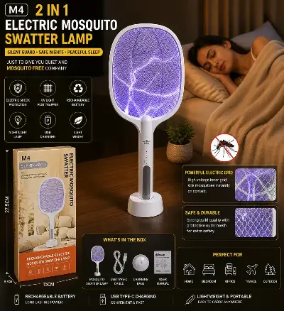 M4 2-in-1 Electric Mosquito Swatter Lamp