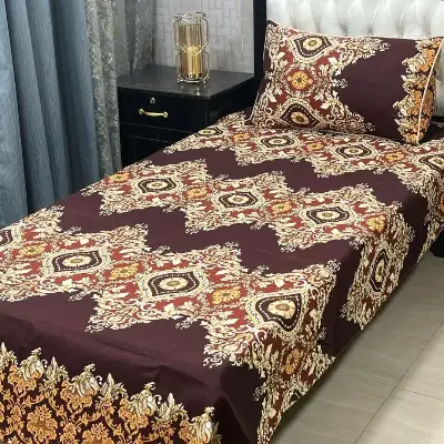2 Pcs Crystal Cotton Printed Single Bedsheet