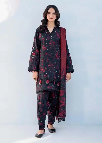 LAWAN 3P Embroidered Red Black Suit Set 2