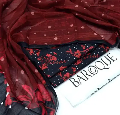 LAWAN 3P Embroidered Red Black Suit Set 3