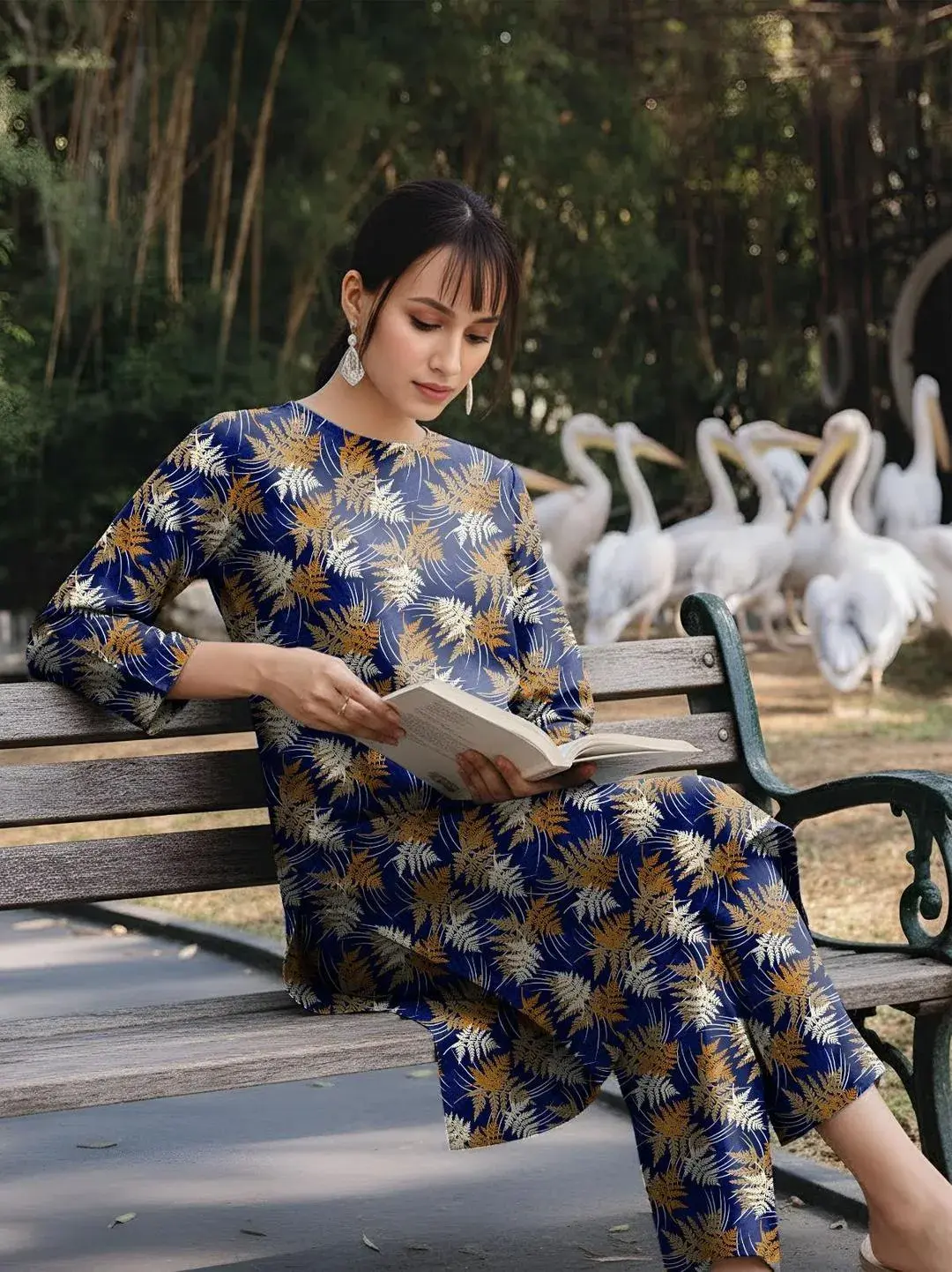 Blue Printed Dobby Lawn 3Pcs Shirt Trouser Set