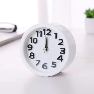 Small Round Alarm Clock White Stylish Home Decor 3