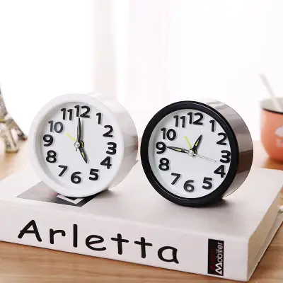 Small Round Alarm Clock White Stylish Home Decor 2