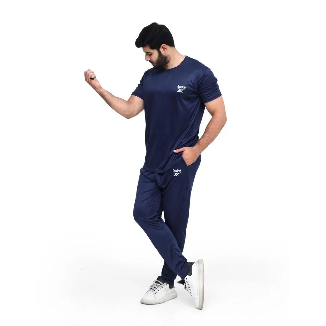 Men Printed Blue Track Suit Micro Interlock Medium to XL