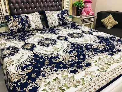 Cotton Printed Double Bedsheet Set with Pillow Covers