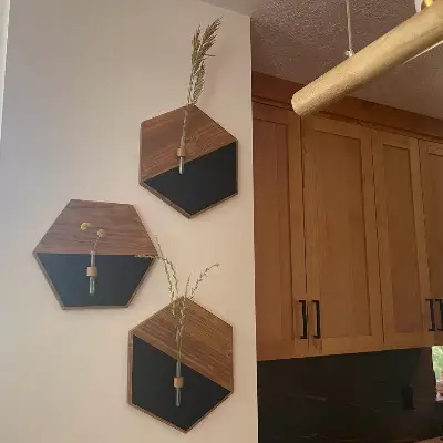 MDF Wood Wall Planters Black Brown Modern Home Decor 2