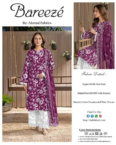 Purple Floral Printed Kurta Set with White Pants and Scarf 2