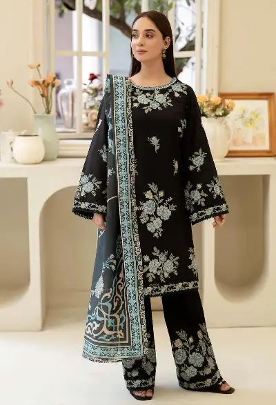 Black Embroidery 3-Piece Cotton Lawn Suit For Bakra Eid