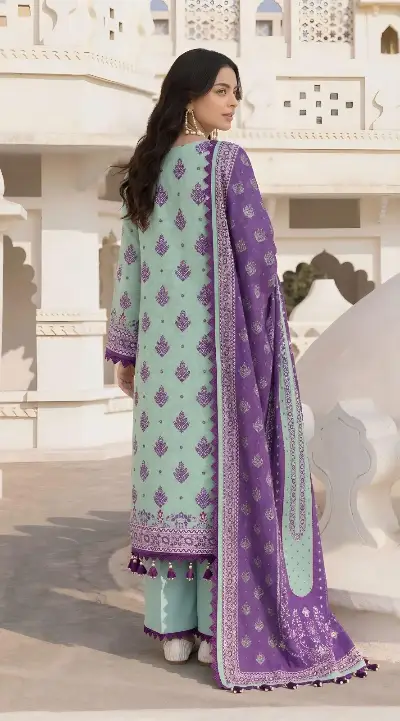 Purple Printed Lawn 3Pcs Set for Women 2