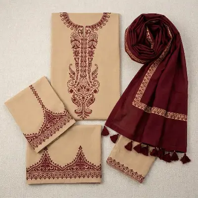 Eid Shaadi Suit Brown Lawn Embroidered 3-Piece Set