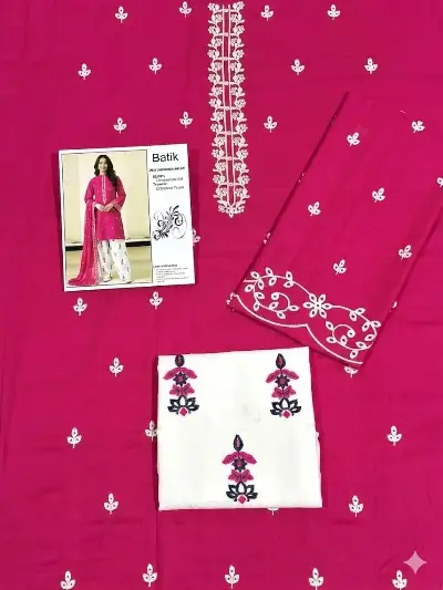 Pink Embroidered Lawn Shirt & Cotton Trouser Set 2
