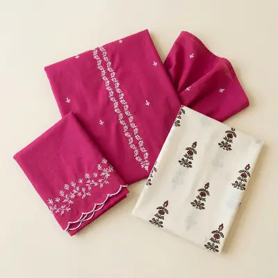 Pink Embroidered Lawn Shirt & Cotton Trouser Set
