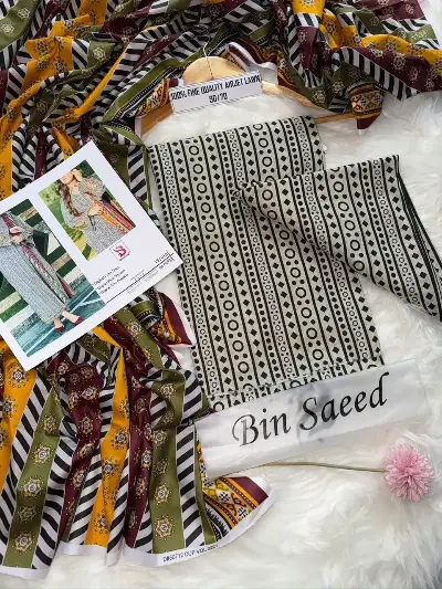 Digital Print Lawn Suit Women Pink Beige Patterned Dupatta 2