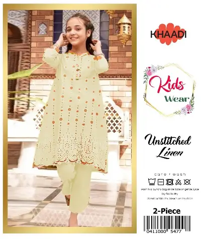 Ivory Linen 2-Piece Suit for Girls 1-12 Years 3