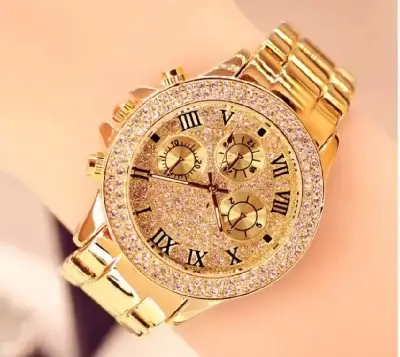 Luxury Golden Crystal Roman Dial Watch 2