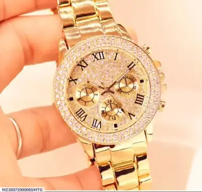 Luxury Golden Crystal Roman Dial Watch