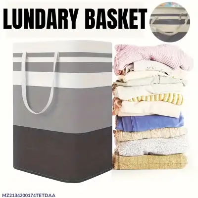 Multicolor Foldable Laundry Basket 20x12" Polyester